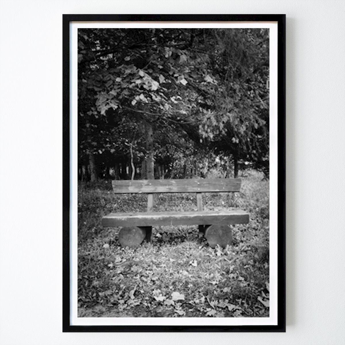 Black & White Poster: Bench in the forest by Jens Scheider