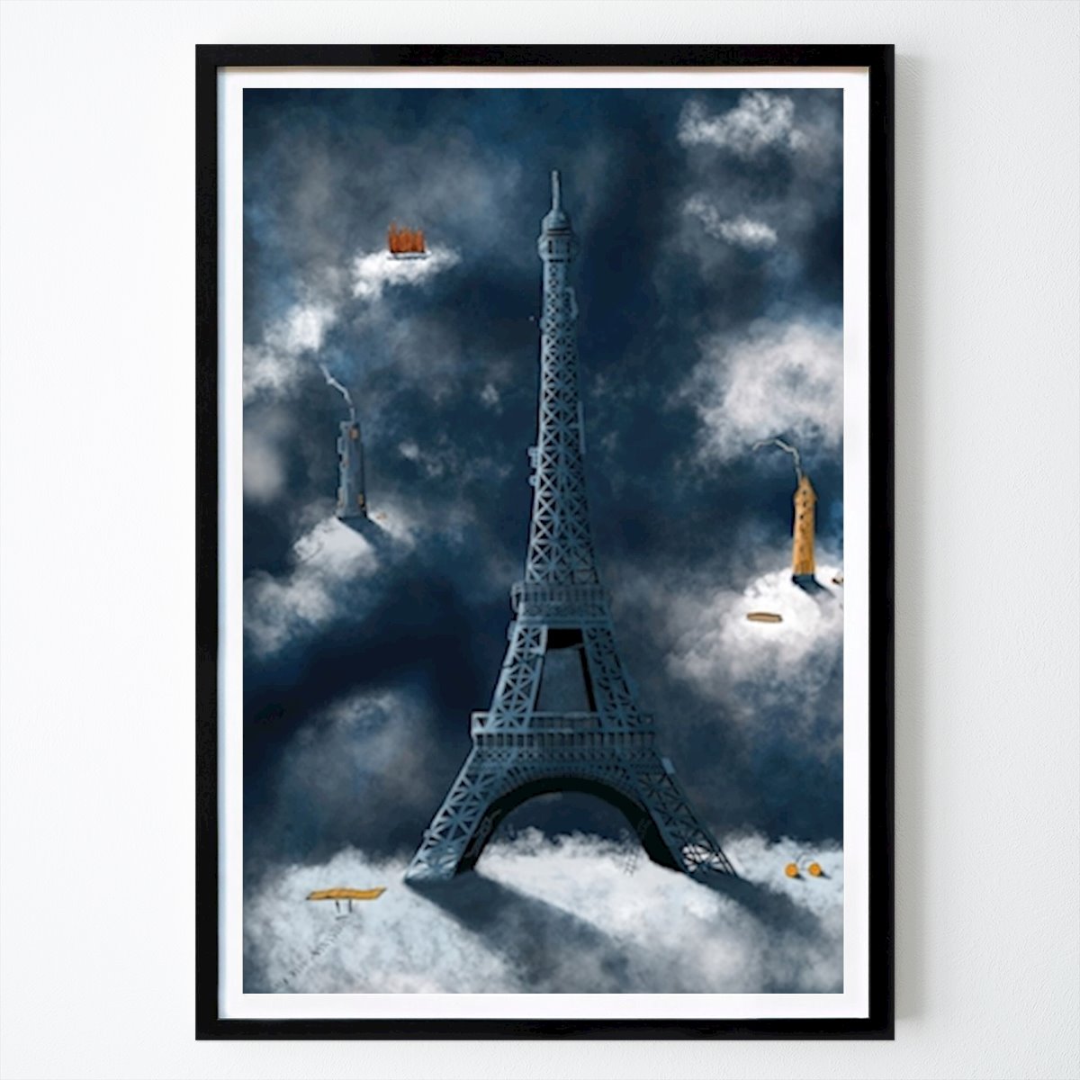 Places & Cities Poster: Eiffel Tower blue on clouds by Per Nylén