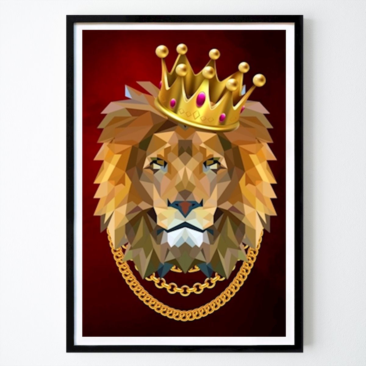 Animal Affiche: Lion Gangsta Roi de la Couronne d’Or par LemoBoy