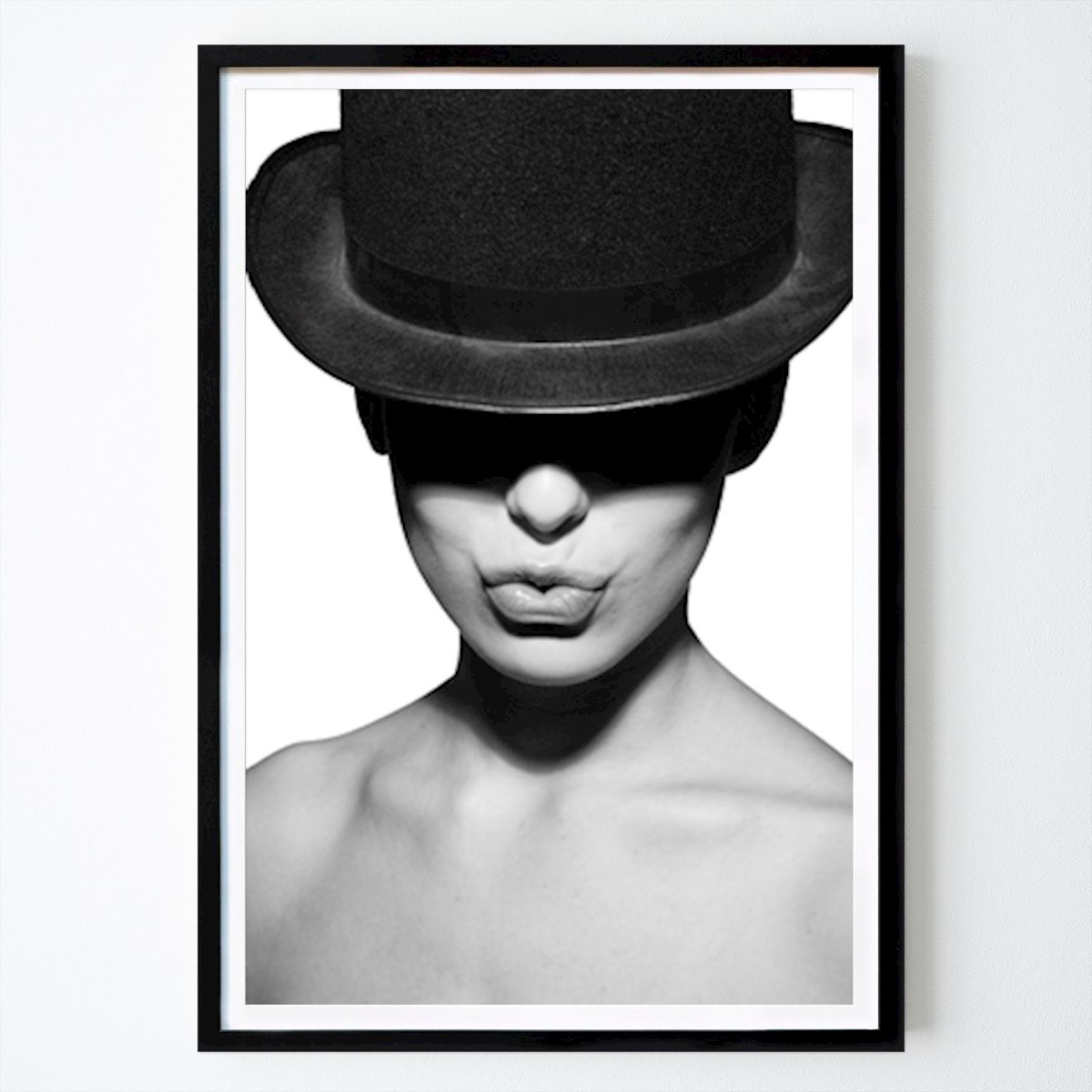 Black & White Poster: Lady with top hat by Jörg Schubert