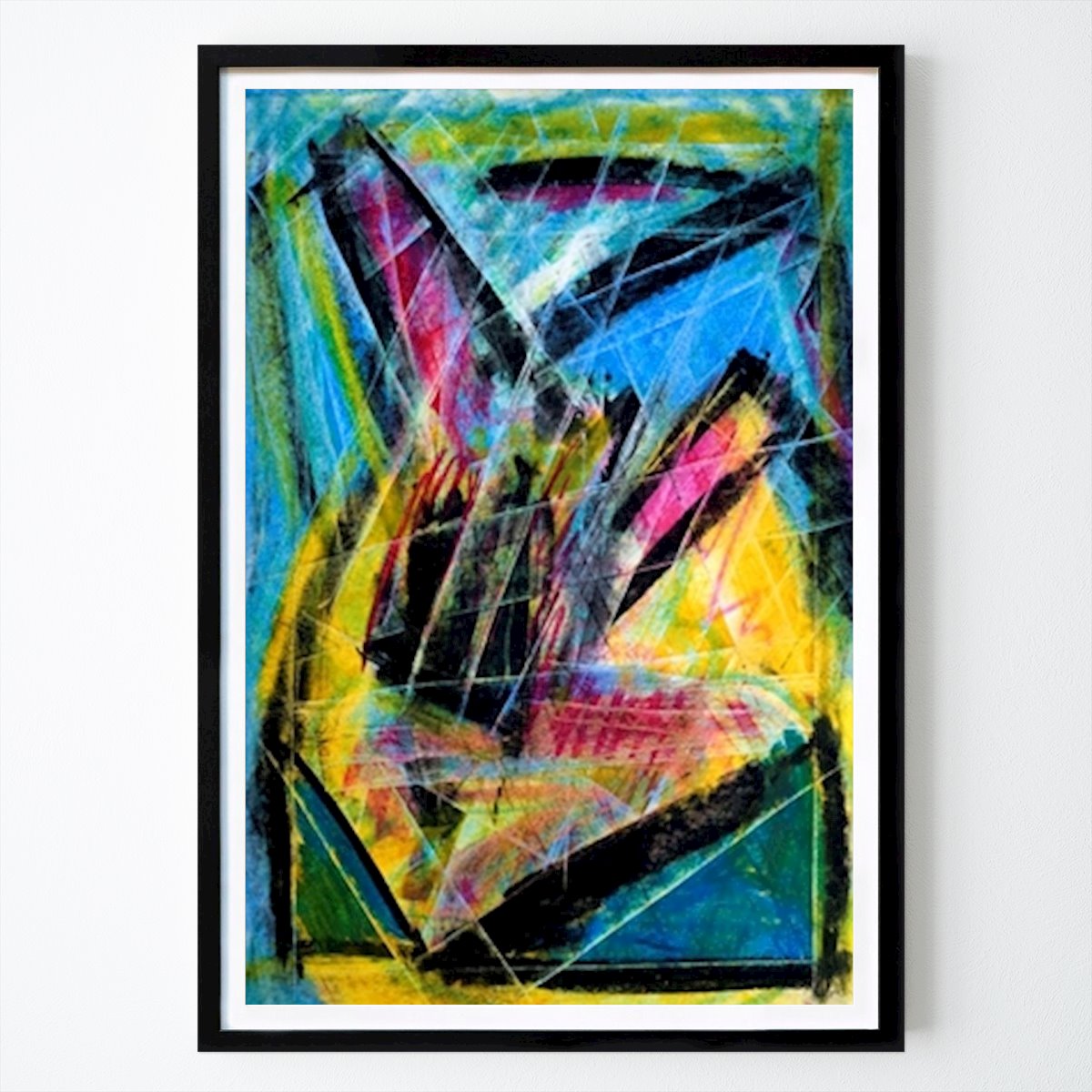 Abstract Poster: Abstract shapes blue yellow by Christoph Schäfer