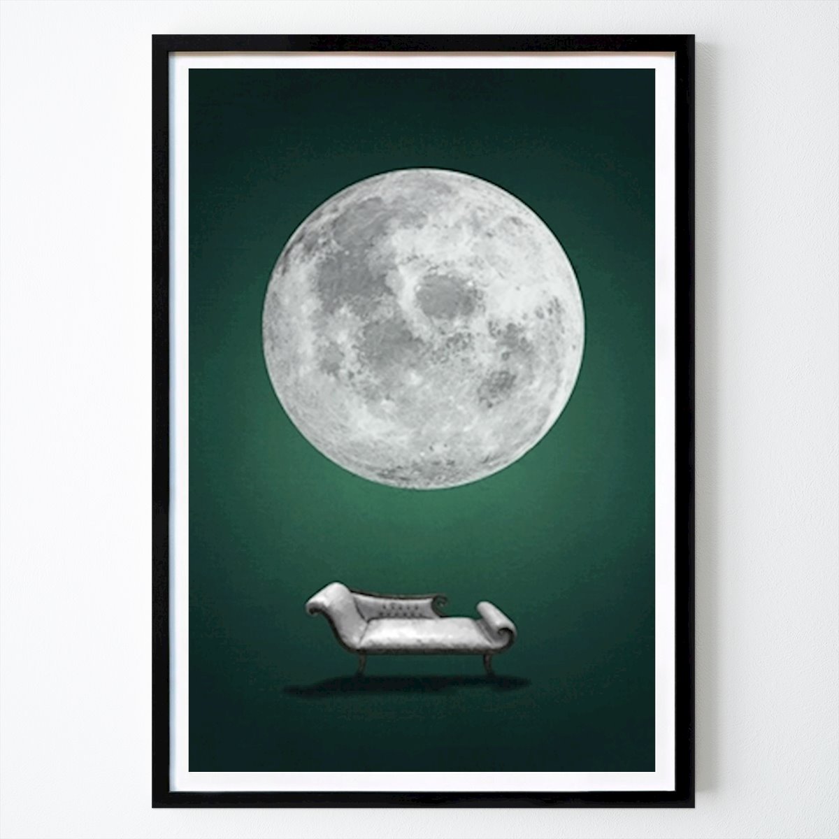 Abstract Poster: Surreal Emerald Green Moon 2 by Ema Paraschiv