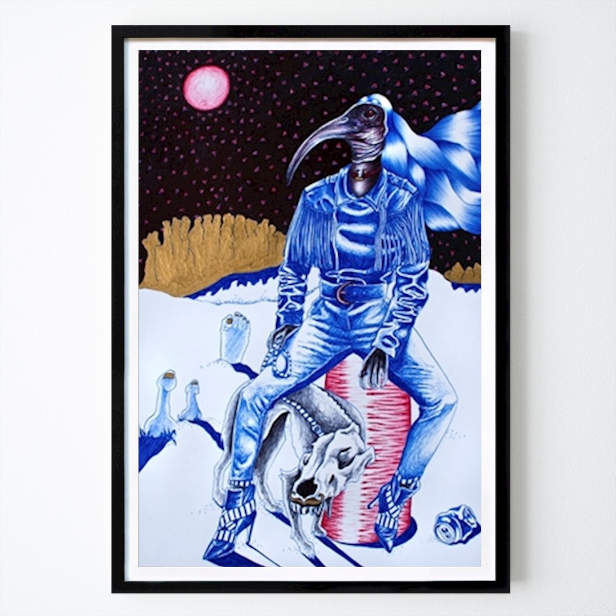 Landen & Steden Poster: Ibis met huisdier in de woestijn van Denise Cornelsen