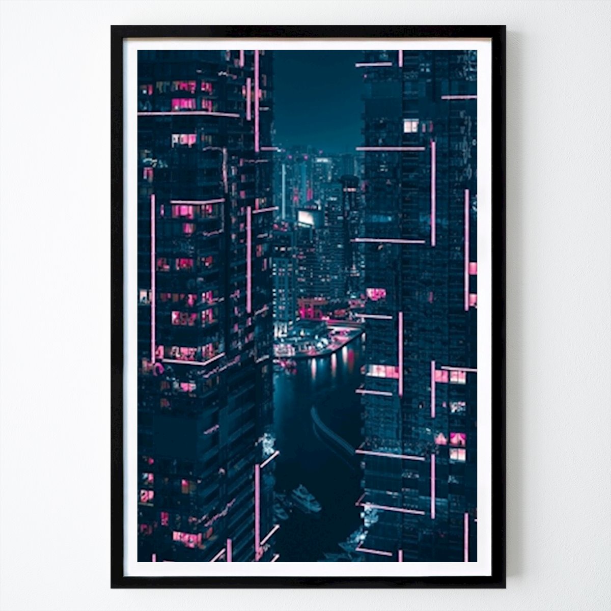 Car Poster: City Cyberpunk Night Light by Qreative