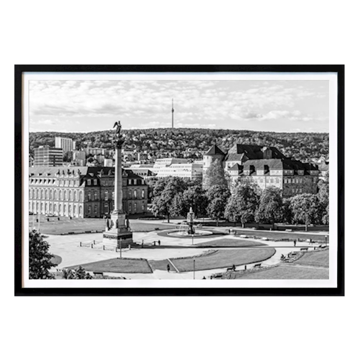 Schwarz-Weiß Poster: Schlossplatz in Stuttgart von Dieterich Fotografie