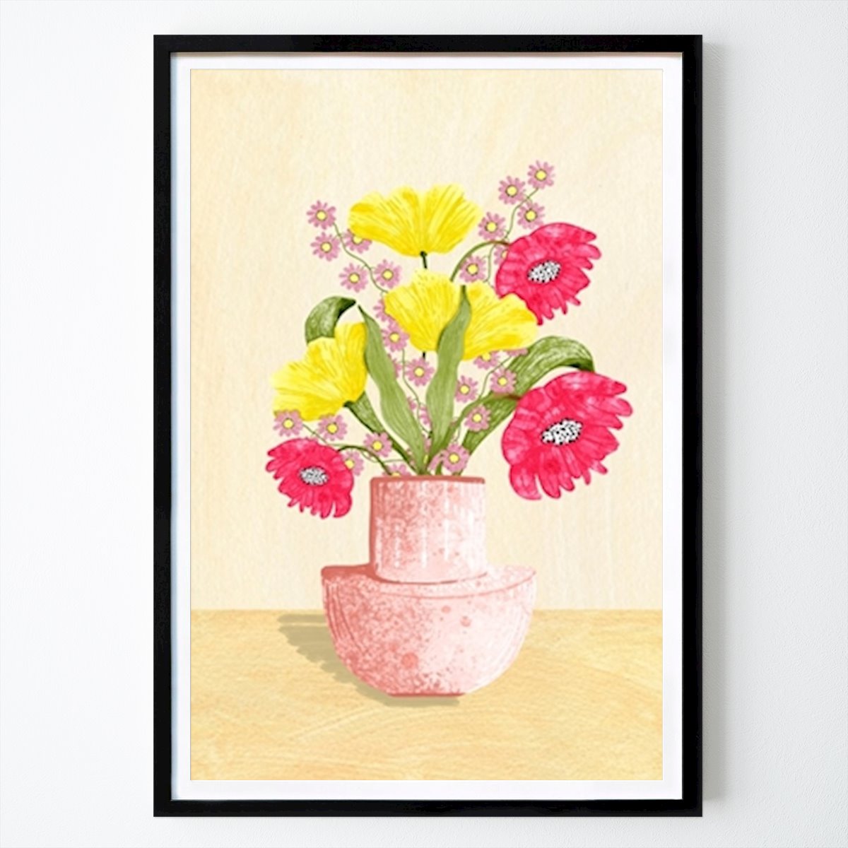 Retro & Vintage Poster: Summer flowers in pink vase by Edita Brus