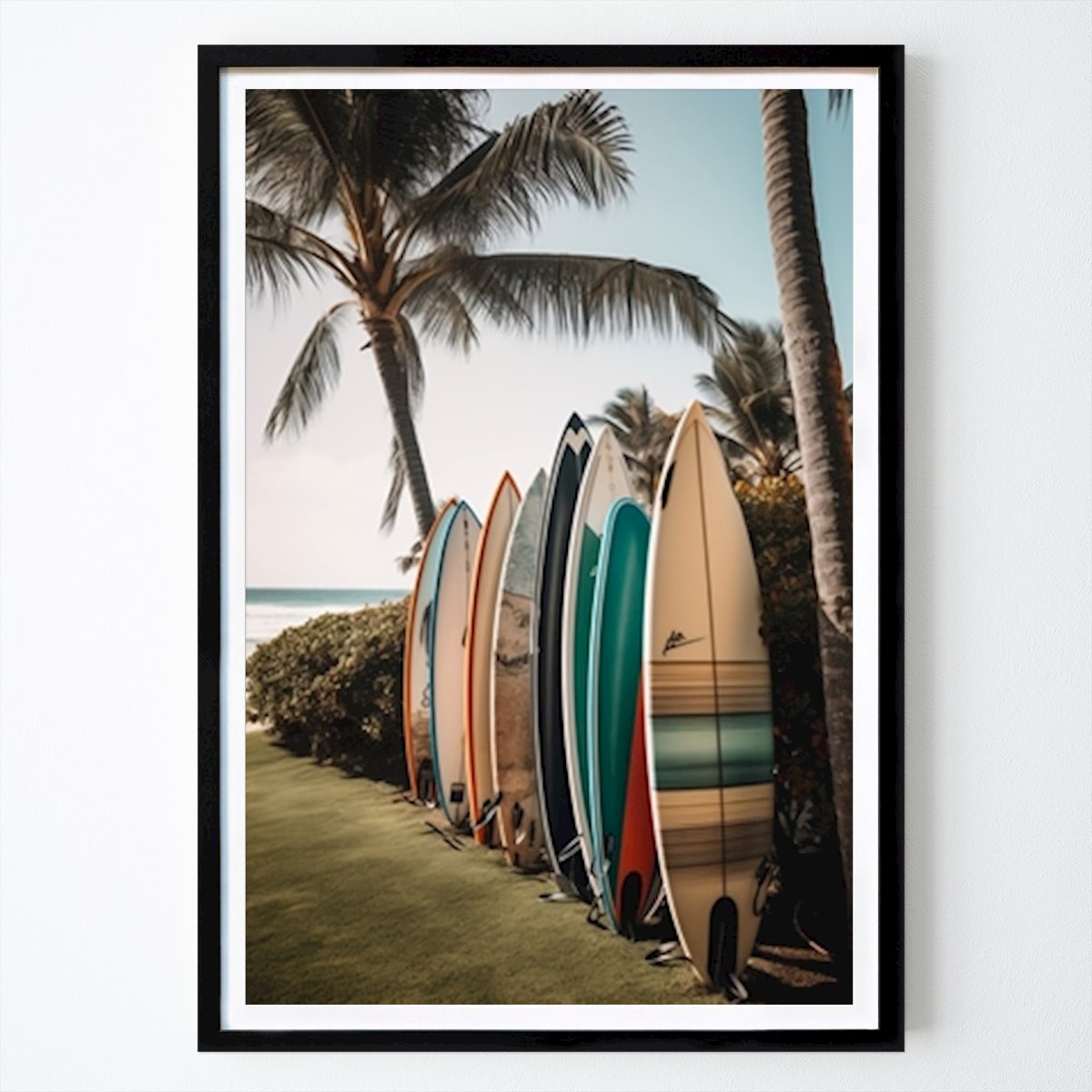 Flores & Plantas Póster: Surfboards at the Palm Beach de Drdigitaldesign
