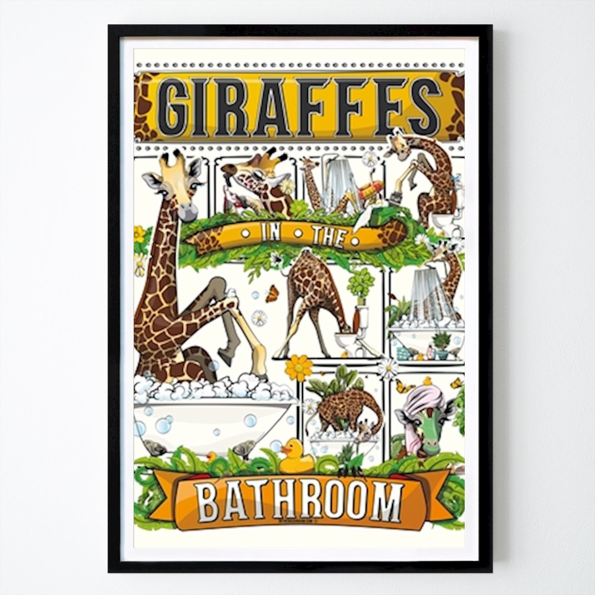 Animals Poster: Giraffes In The Bathroom by Andy Scullion