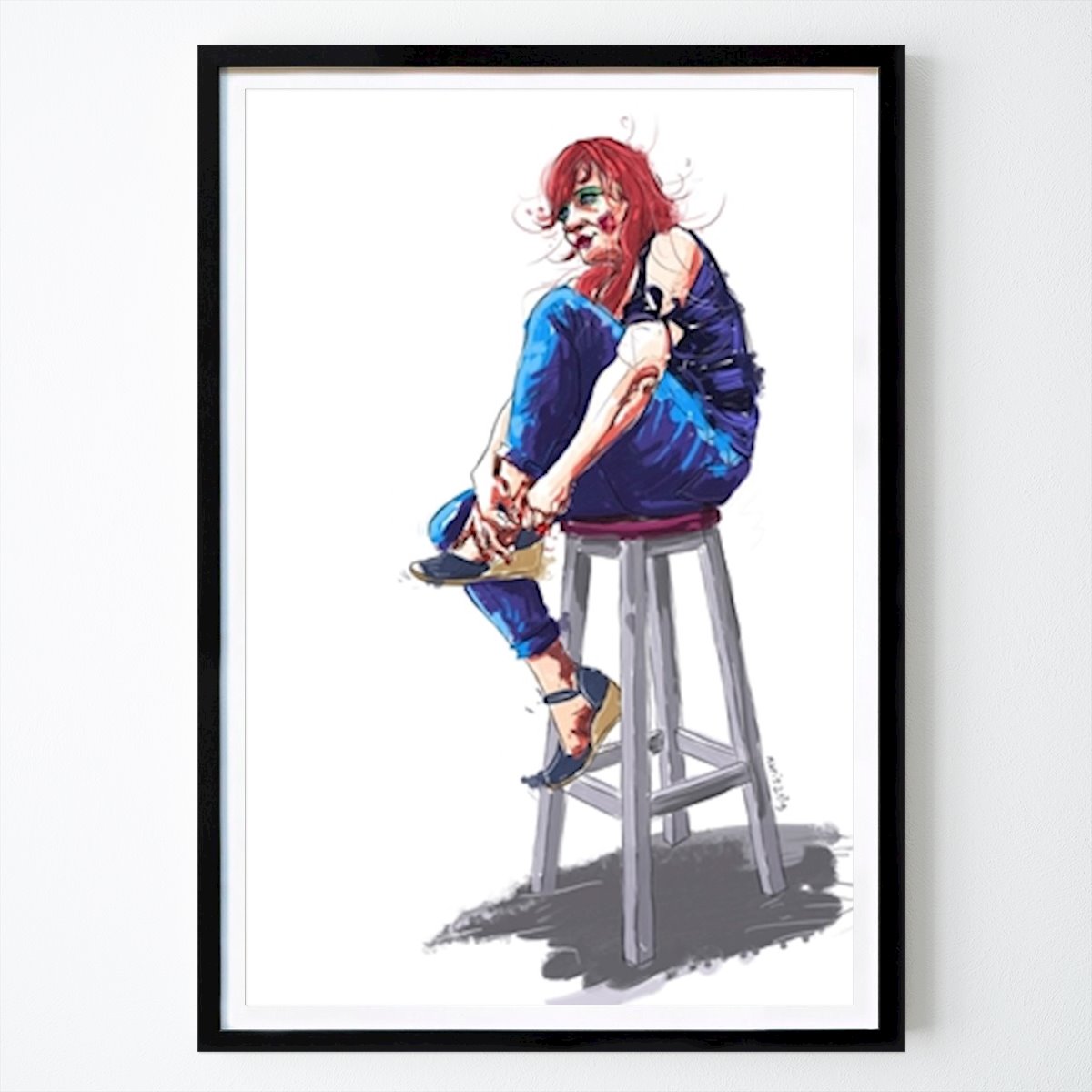 Hobby Poster: Woman on bar stool by Mario De Timmerman