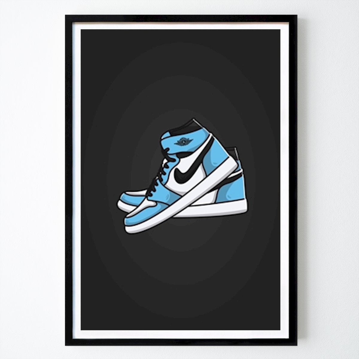 Czas wolny Plakat: Buty Nike Air Jordan Blue 1 autorstwa Sneakers Head