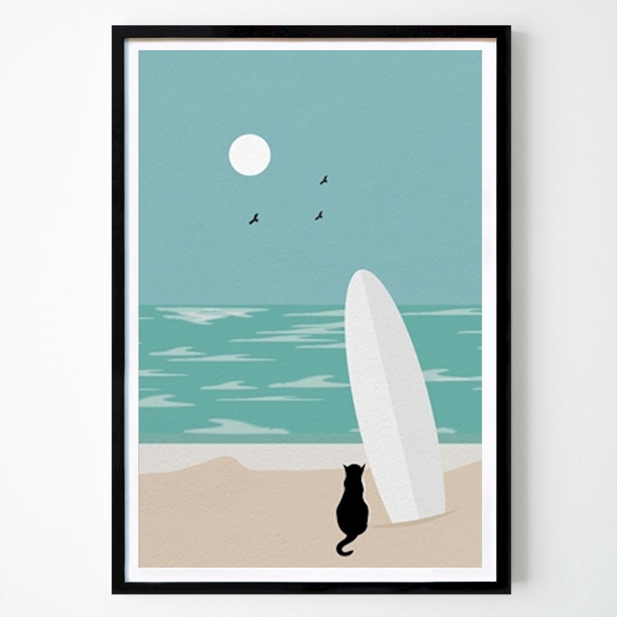 Illustration Poster: Cat and surfboard von Puspita Wulandari