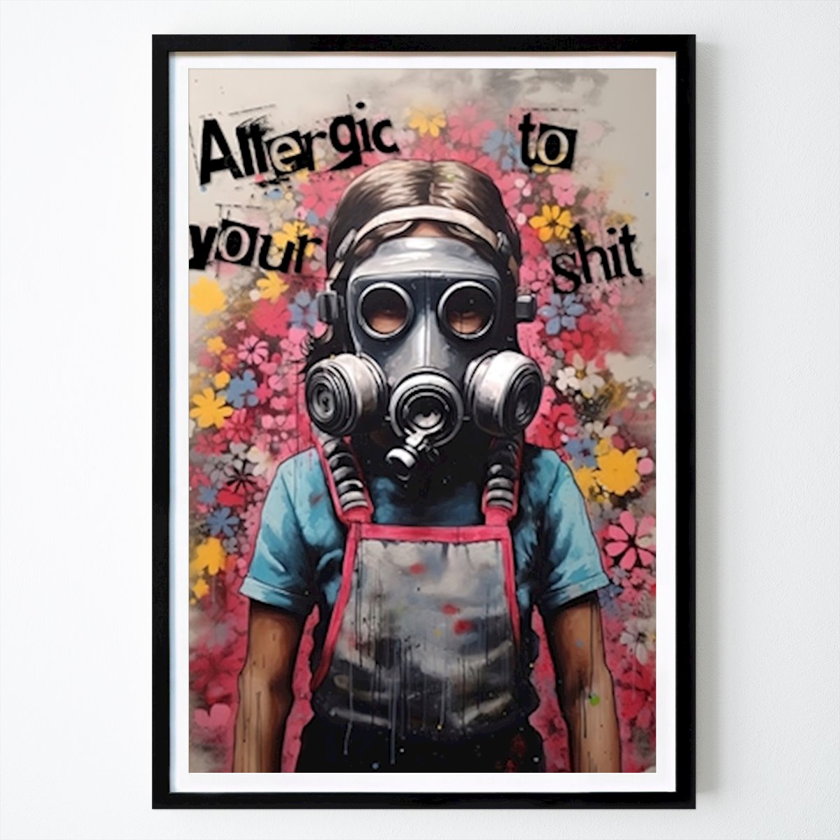 Pop Art Plakat: Allergisk mot sh * t (svart) av Decker Studios