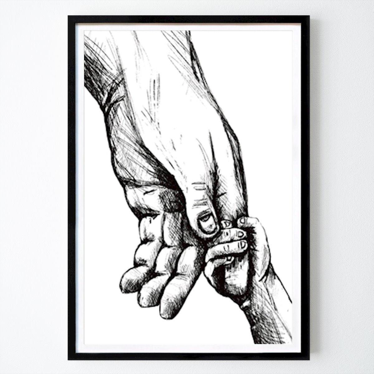 Fotokunst Poster: Holding Hands ink pen drawing van Krista Kitsz