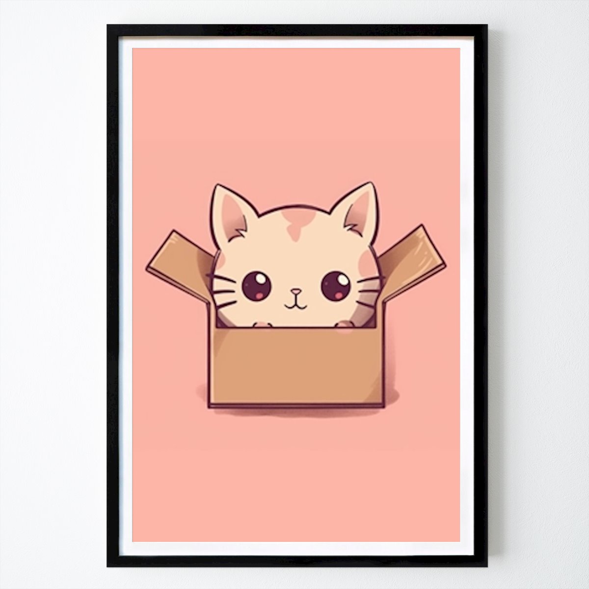 Illustration Poster: Cute cat in cardboard box by Design Mobilunik