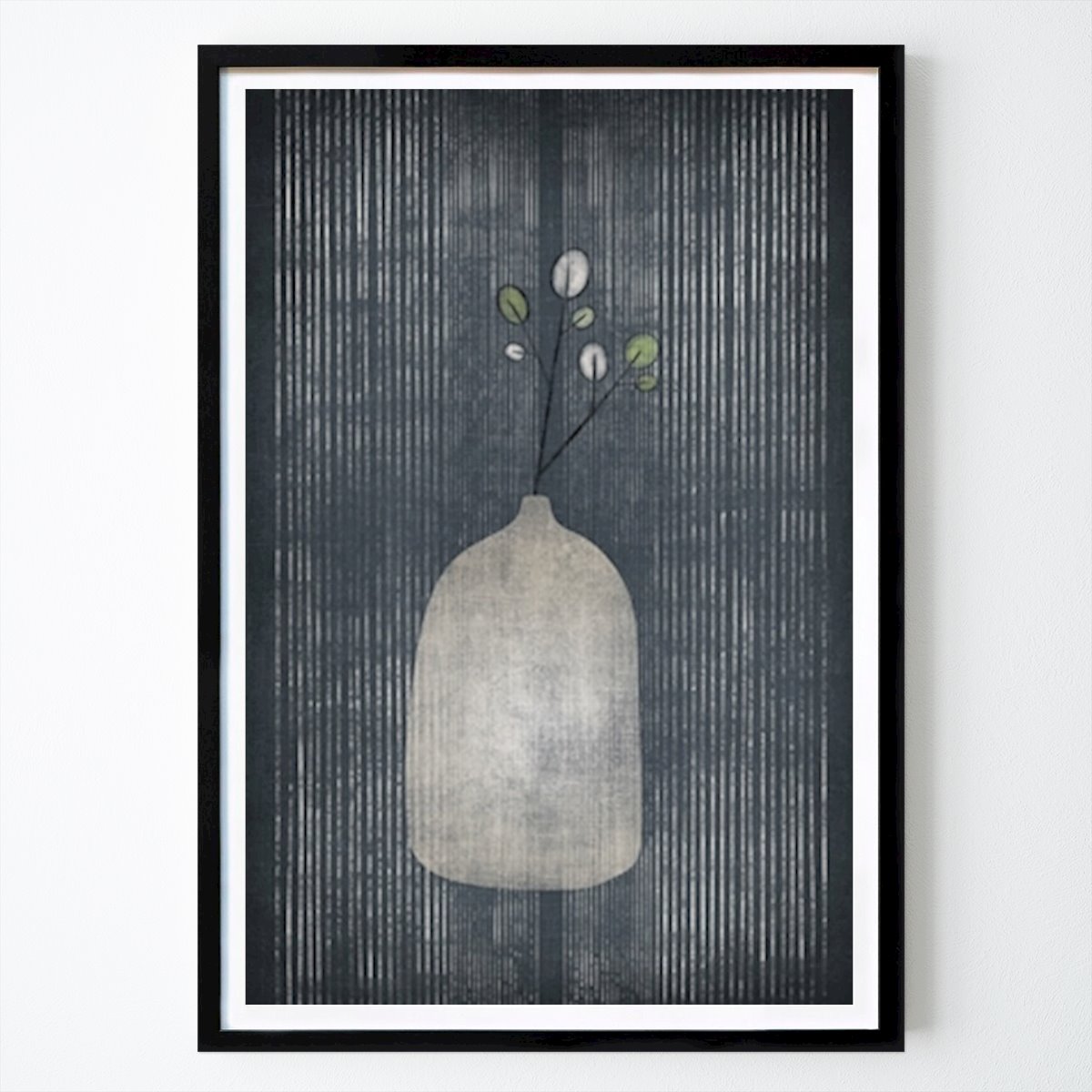 Abstraktes Poster: Blaue abstrakte Blumenvase von Ema Paraschiv