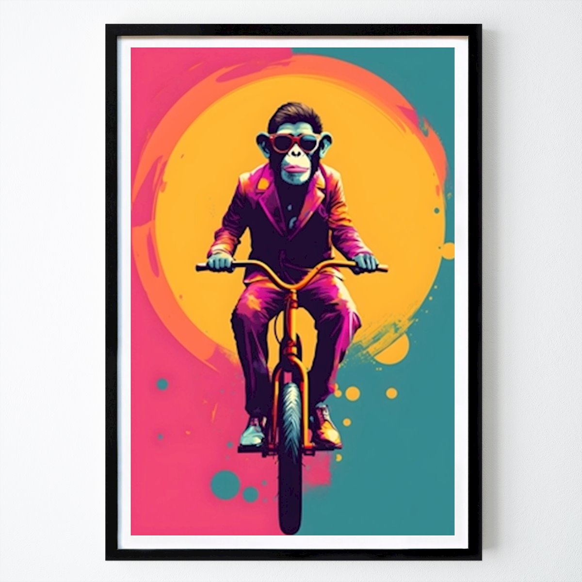Pop Art Plakat: Monkey på enhjuling - Pop Art av FloArtz