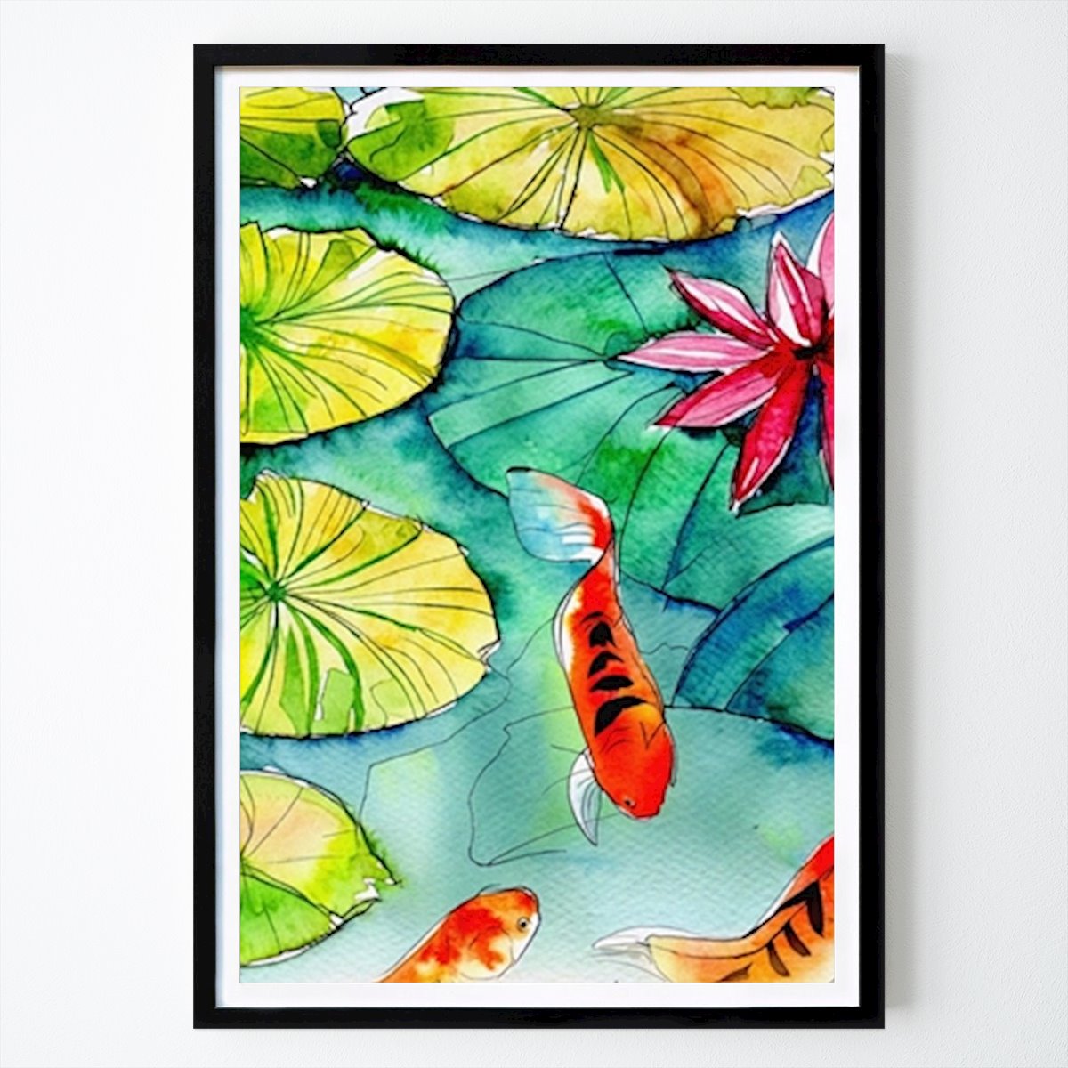 Blumen & Pflanzen Poster: Koi and Water Lilies von Aleksandra Stevanovic