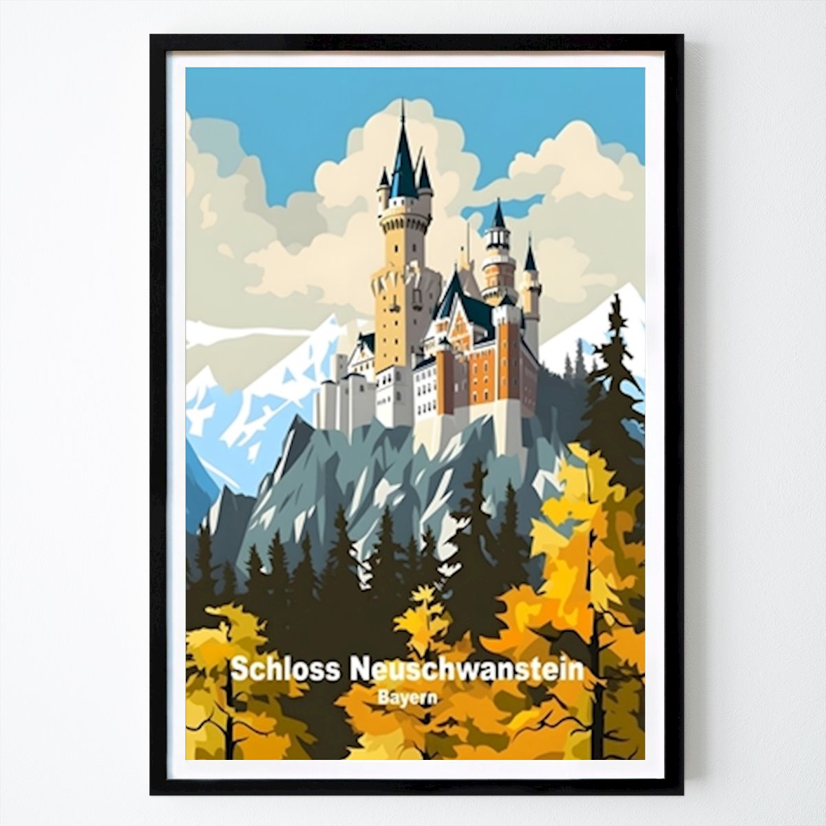 Illustration Poster: Neuschwanstein Castle by Dietrich Moravec