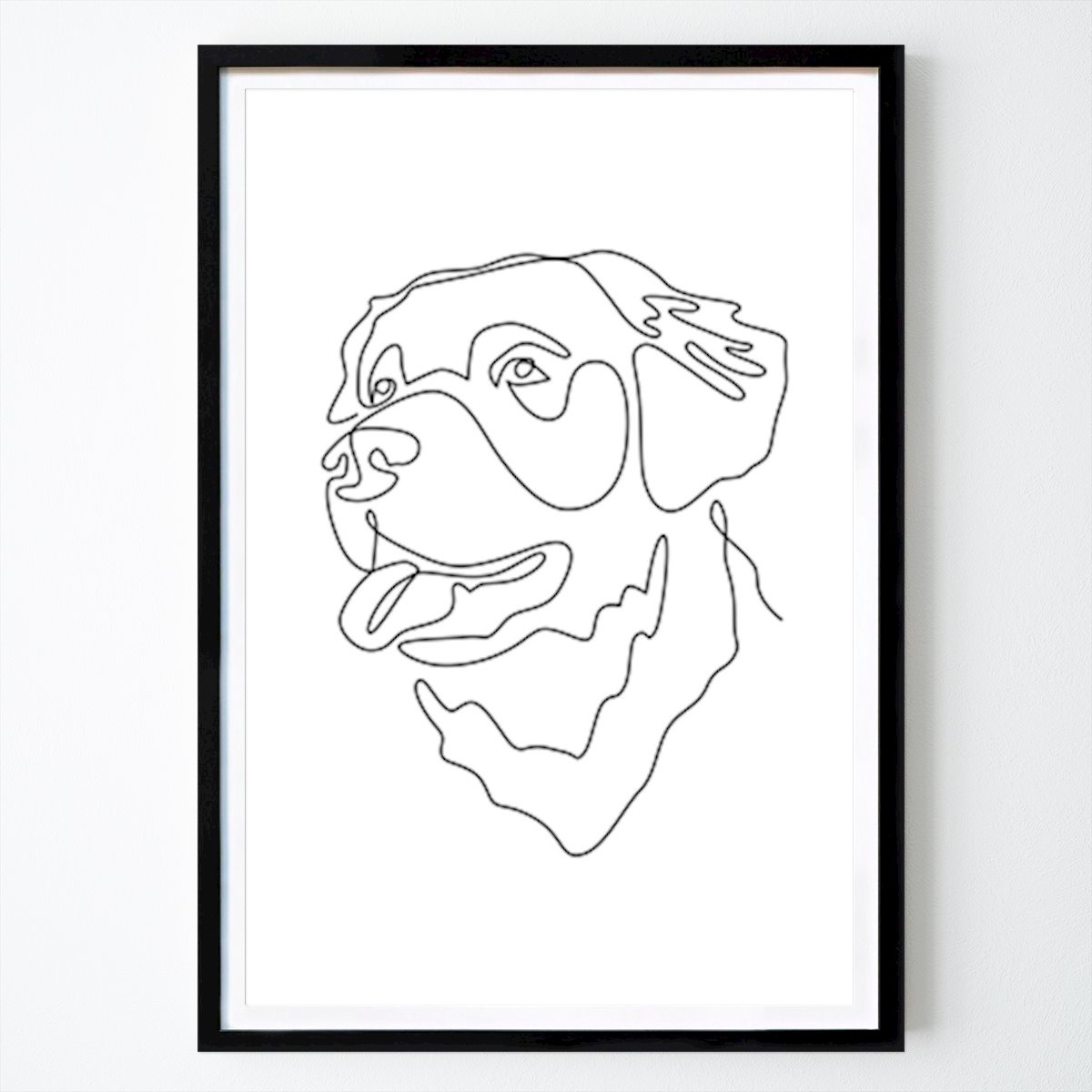 Line Art Poster: Rottweiler dog one line art av Ota Studios