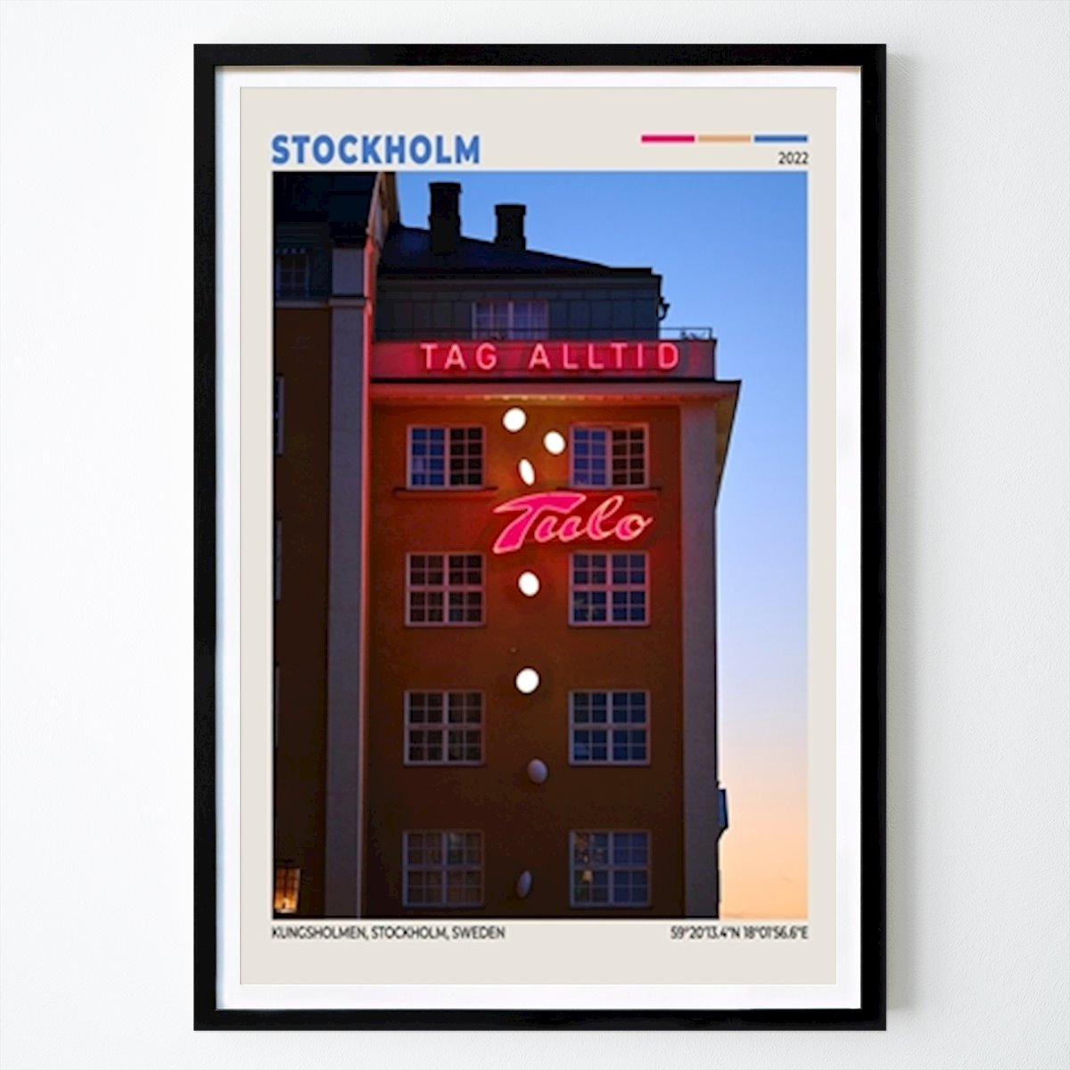 Stockholm Poster: Ljusskylt på Kungsholmen av Jimmy Gustafsson
