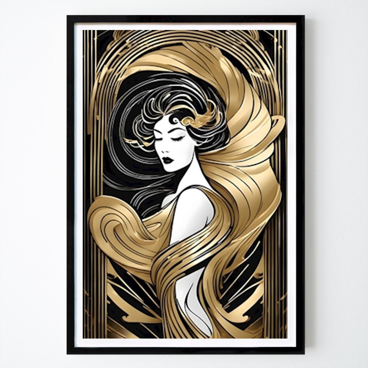 Cocinas Póster: Esencia de viento Art Deco en negro de Art Deco - The Golden Era