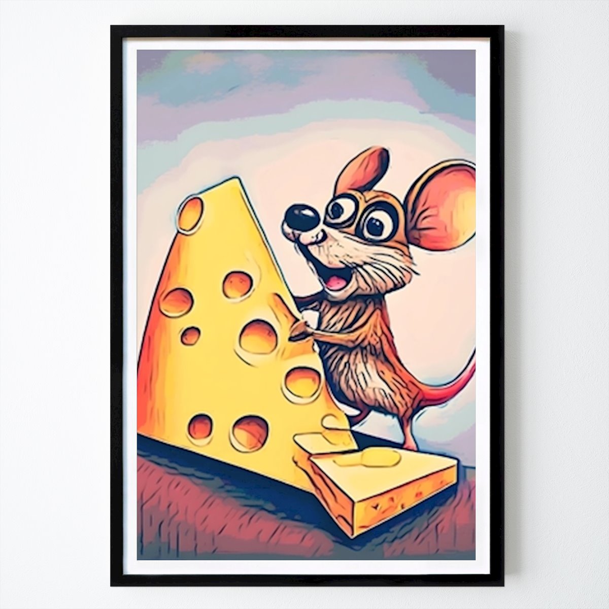 Animals Poster: Happiness is a Piece of Cheese by Niki.Nik