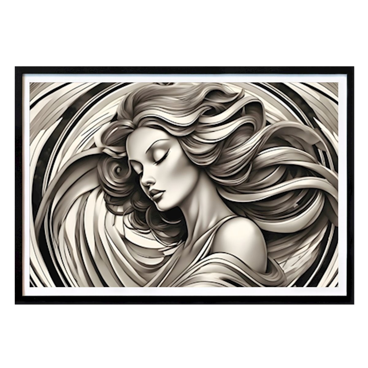 Dieren Poster: Lady with Wind-Blown Hair van Art Deco - The Golden Era