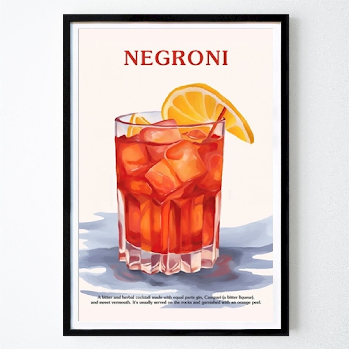Keuken Poster: Negroni Poster Cocktail Verf van Emme