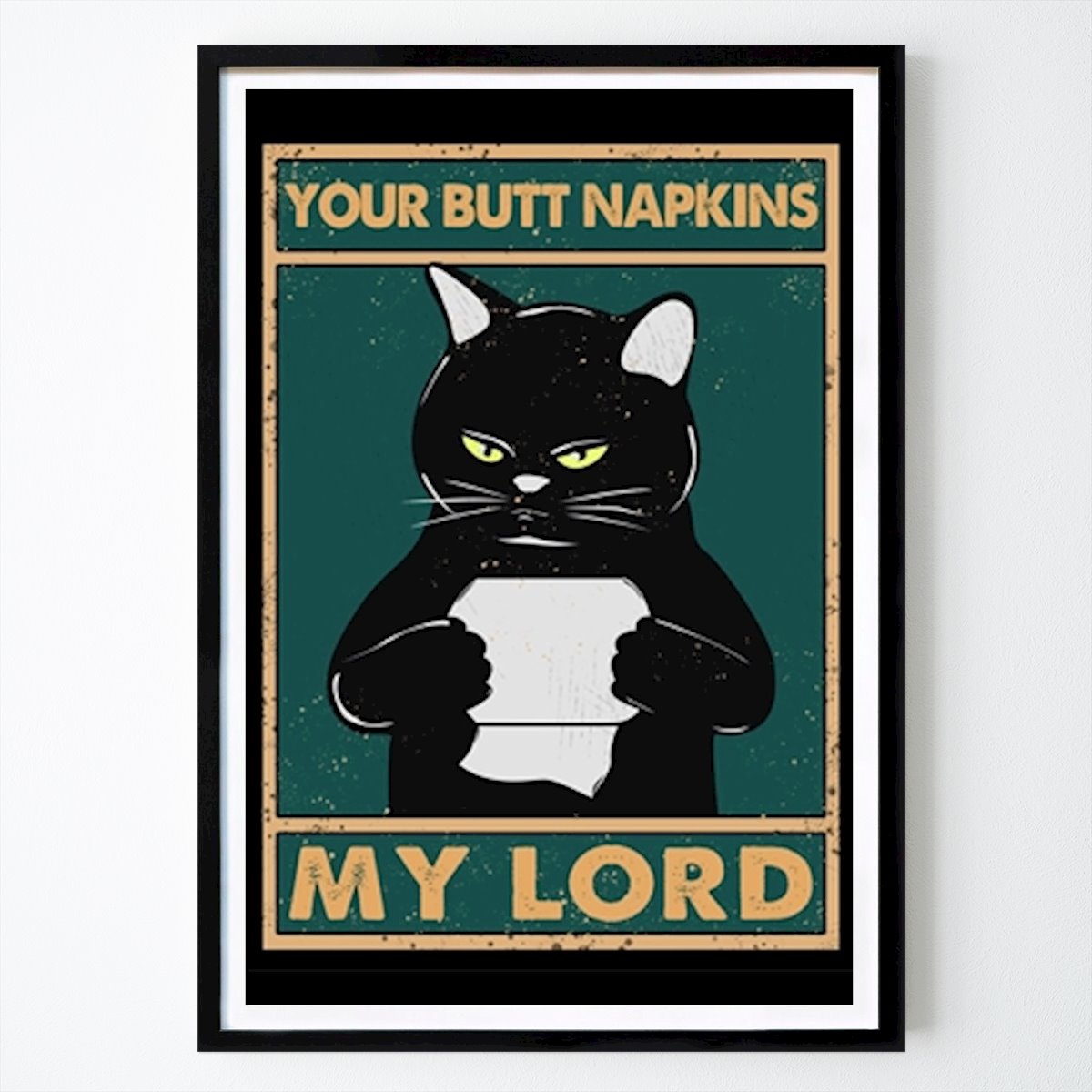 Retro & Vintage Poster: Rolig Svart Katt I Toalett de Bubble jenny