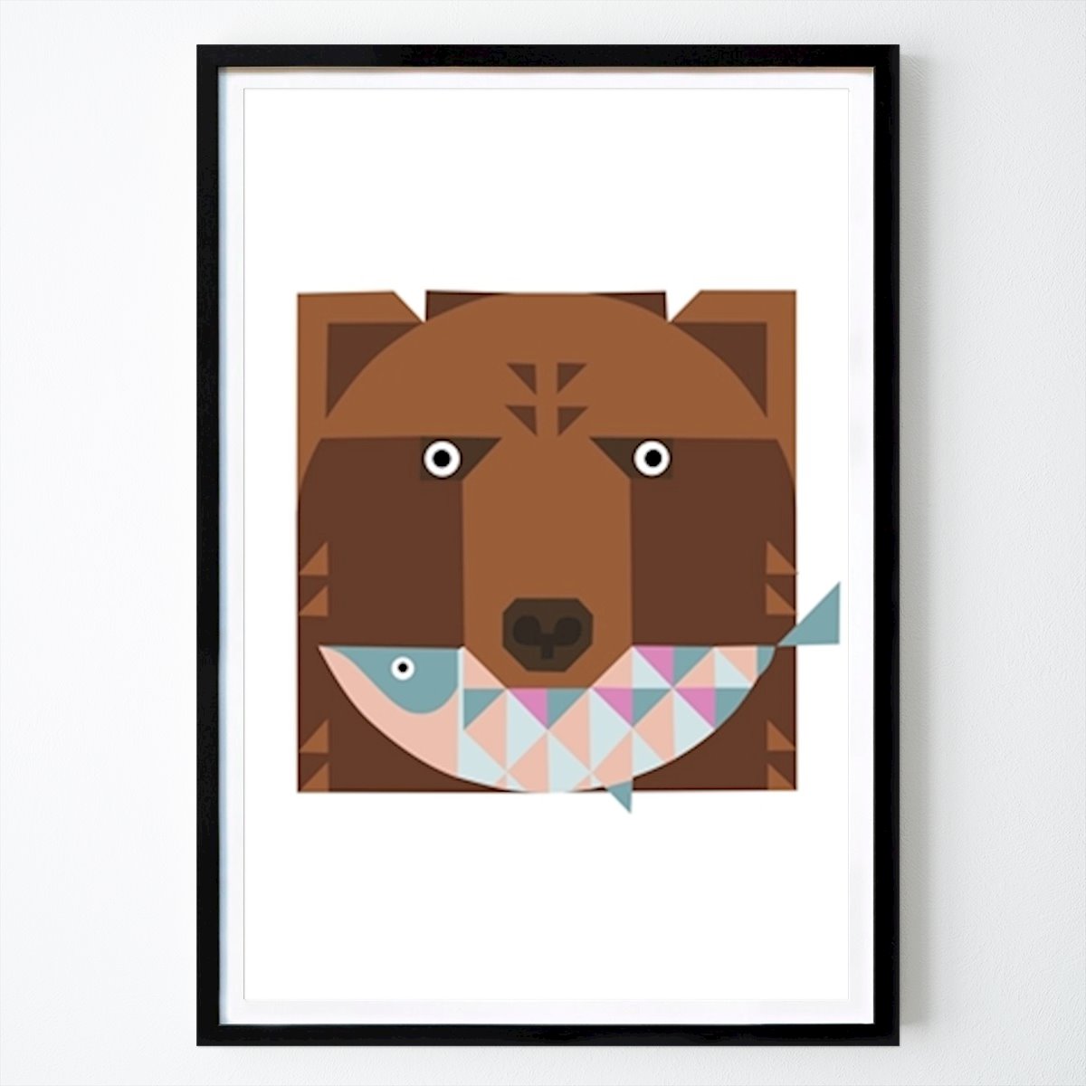 EE.UU. Póster: Brown Bear And Fish Modern Art de Cute Animal