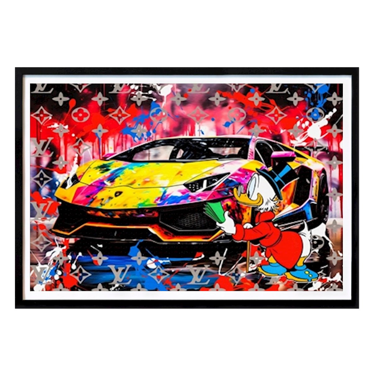 Pop Art Juliste: Pop-taide Aku Ankka urheiluauto tekijänä Sucana