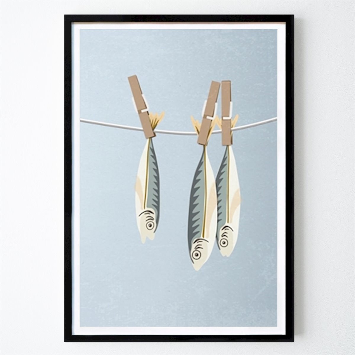 Retro & Vintage Plakat: Sardiner på klessnoren av Sarah Dietel