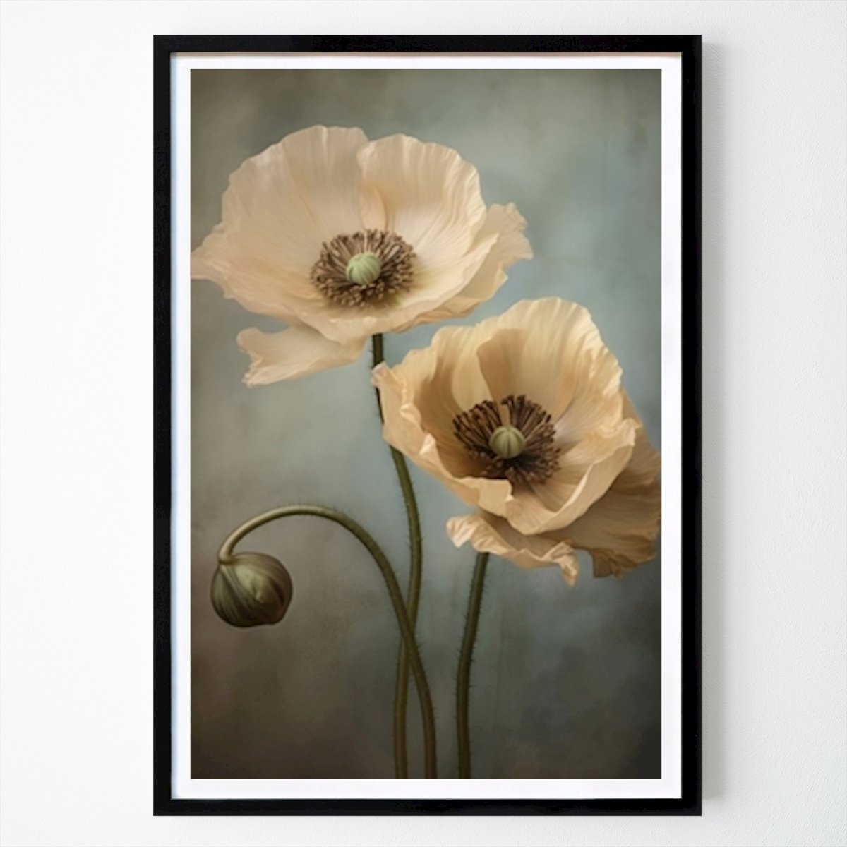 Retro & Vintage Poster: Beige Green Blue Vintage Art by Bilge Paksoylu