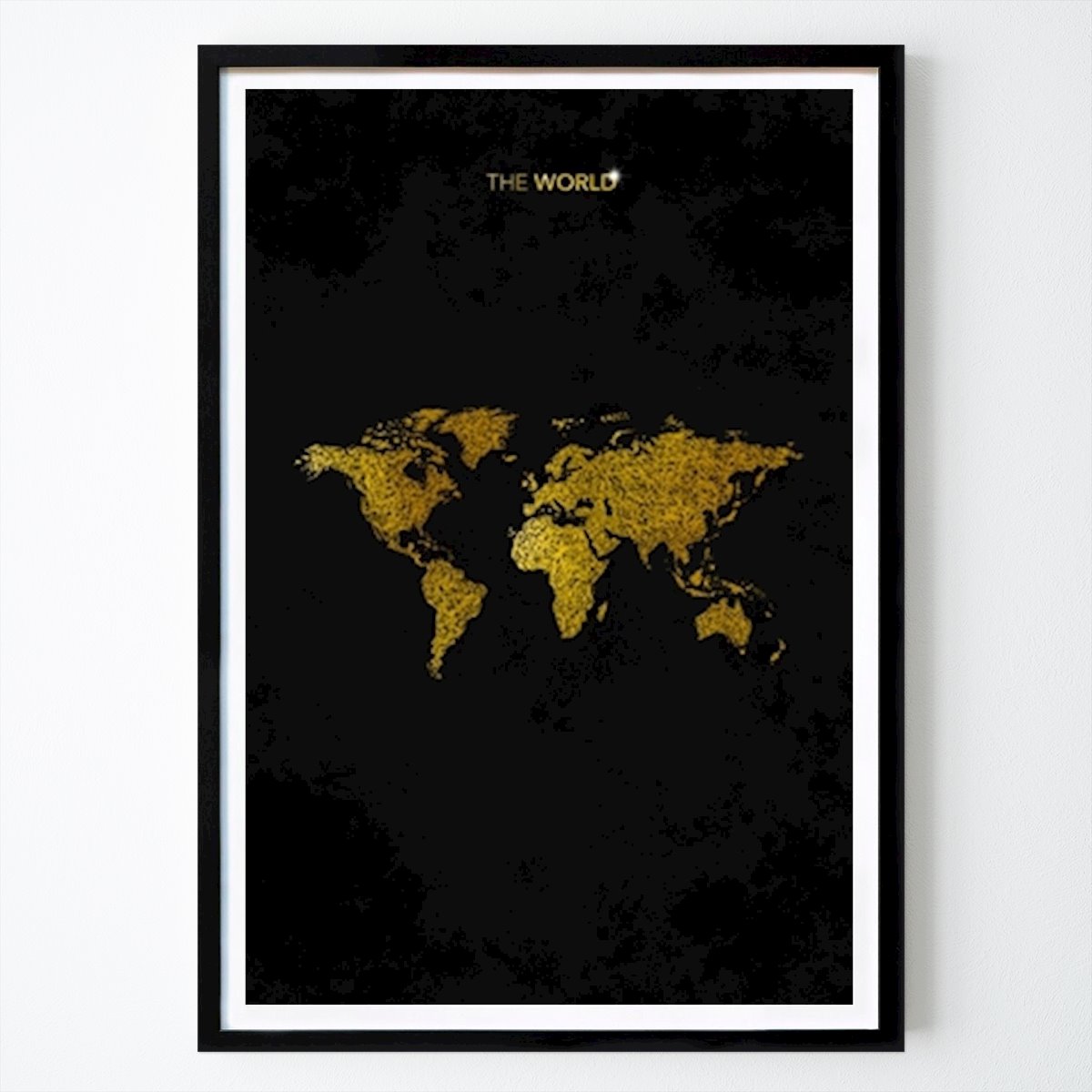 Illustration Poster: Scribble gold line world map by Zun graphic