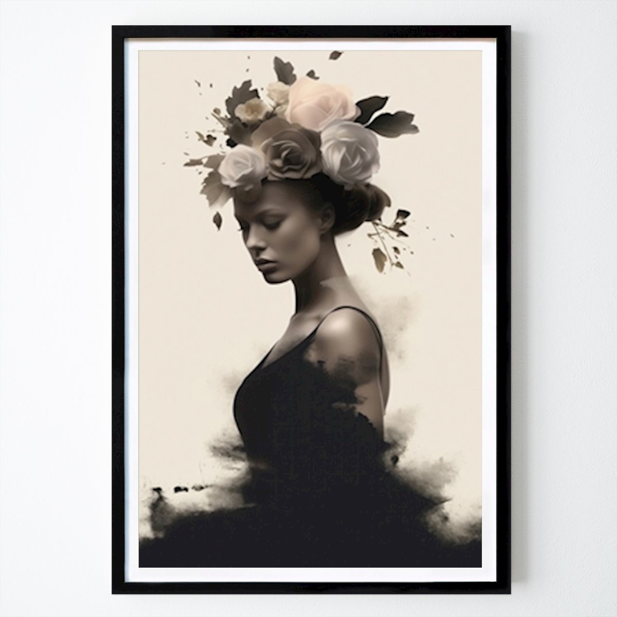 Flores & Plantas Póster: Cabeza de mujer con collage floral de Tom Nulens