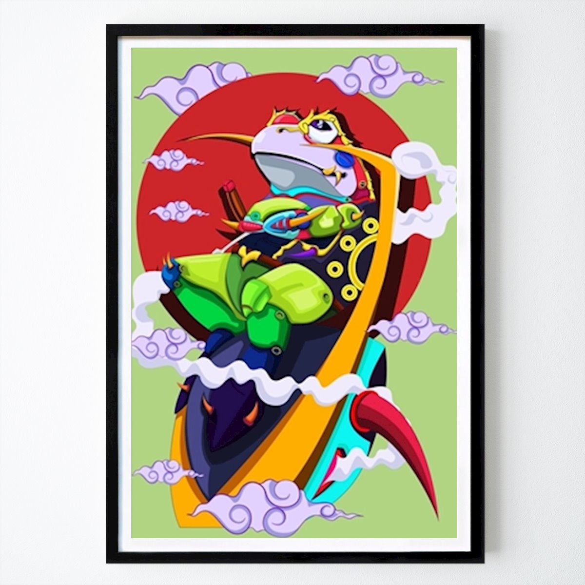 Retro & Vintage Plakat: Frog Knight Retro Illustration autorstwa Retrostreet Interior