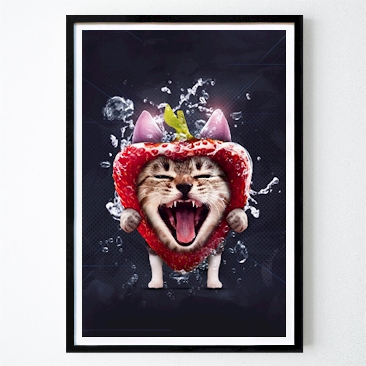Abstraktes Poster: Lustige Meme-Katze mit Erdbeere von IDN WORK SPACE