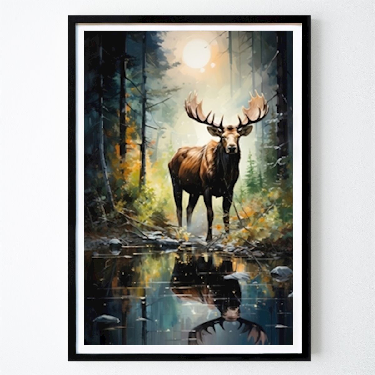Abstrakt Poster: Älg i skogen oljemålning av Markus Utas