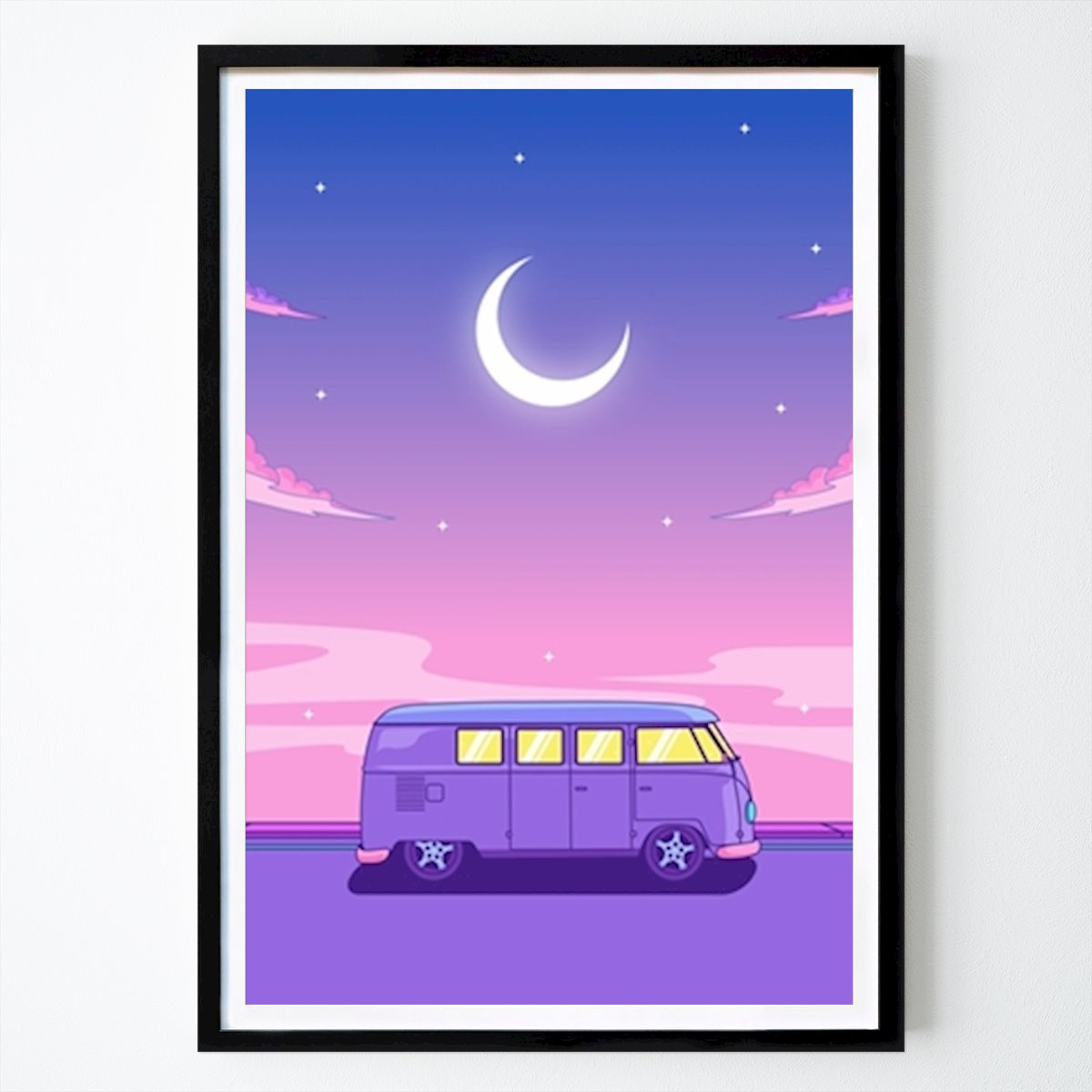 Rétro & Vintage Affiche: Voiture de rêve nocturne par M Alif