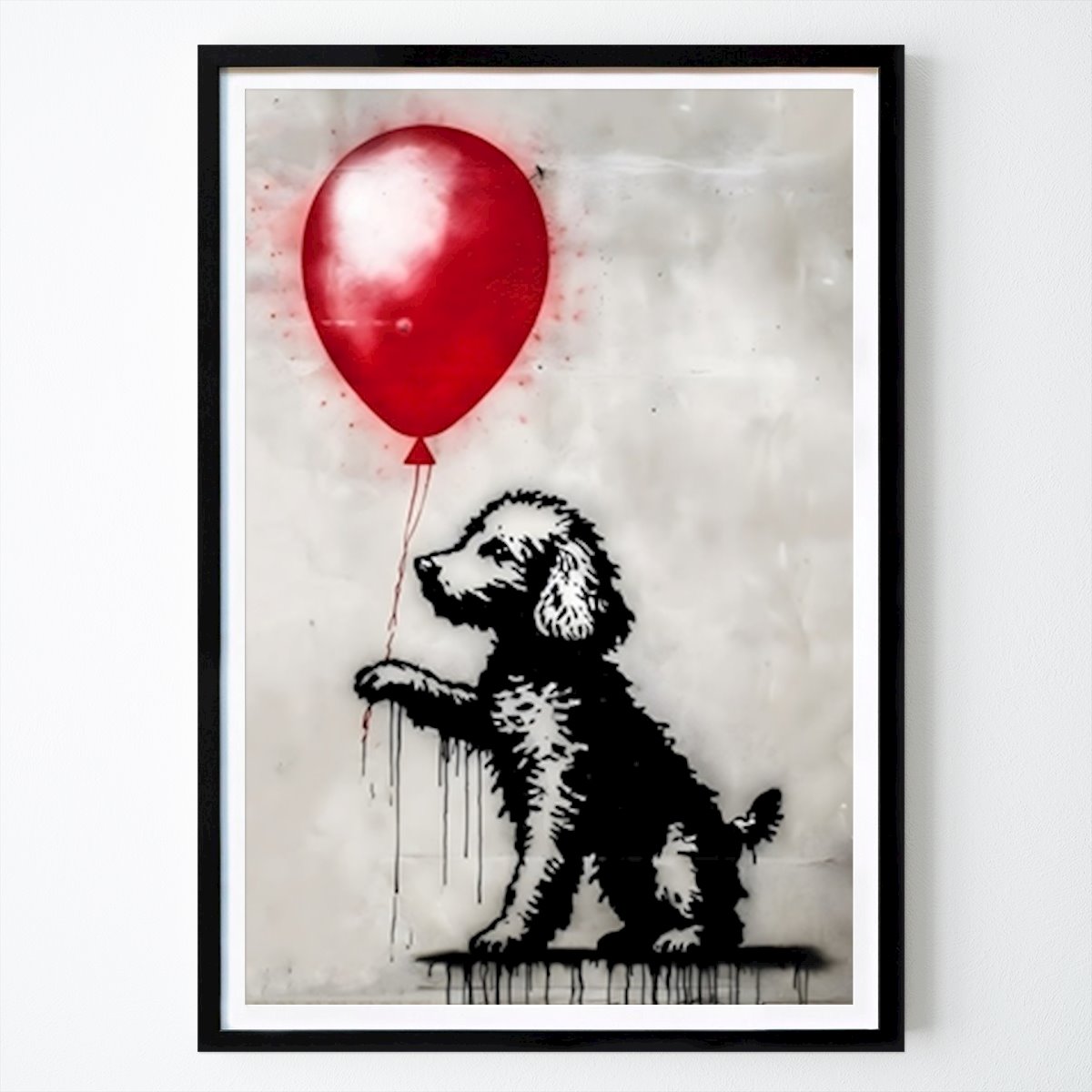 Astratto Poster: Dog and Red Balloon di PosterMaster