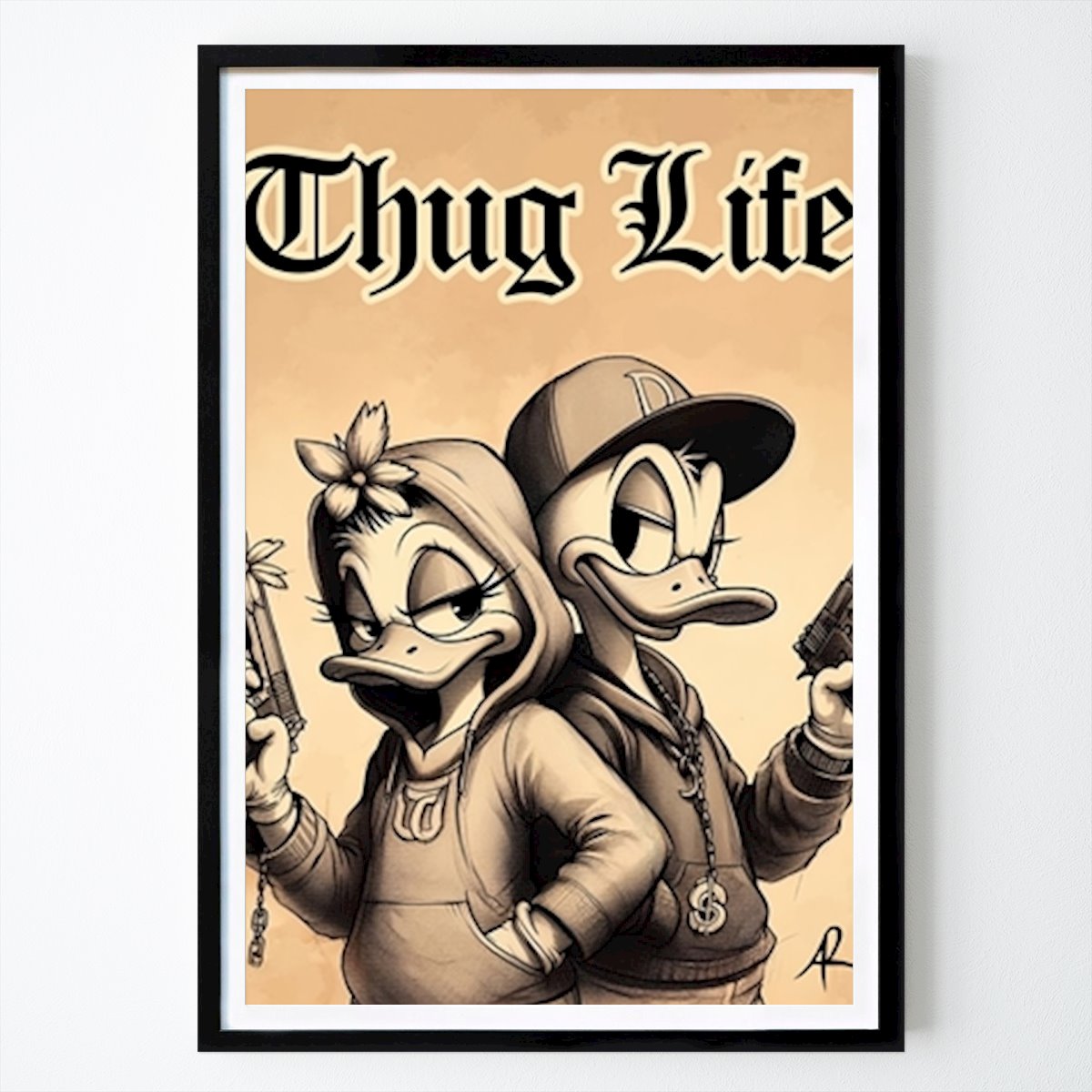 Botanical Poster: Daisy & Donald Duck Thug Life by Angelique Schmalbrock