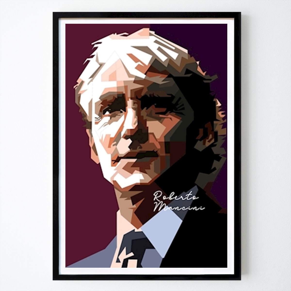Roberto Mancini Retro Soccer Poster von Vintage WPAP – Fußball Wandbild – Printler