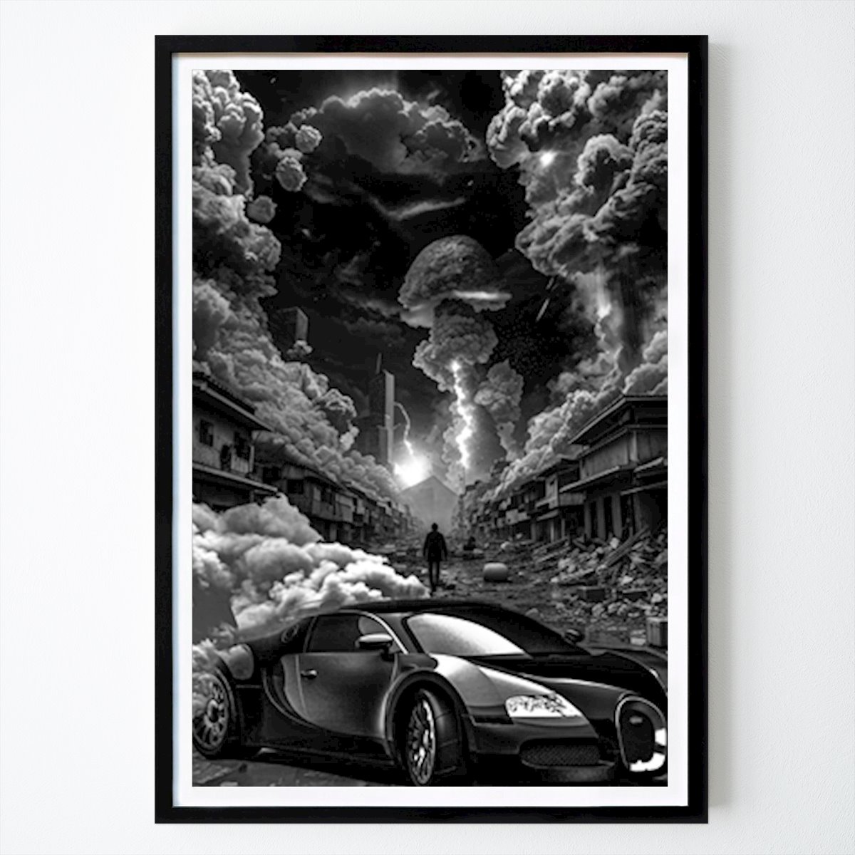 Blanco y negro Póster: Bugatti veyron black and white de Novia purwanti