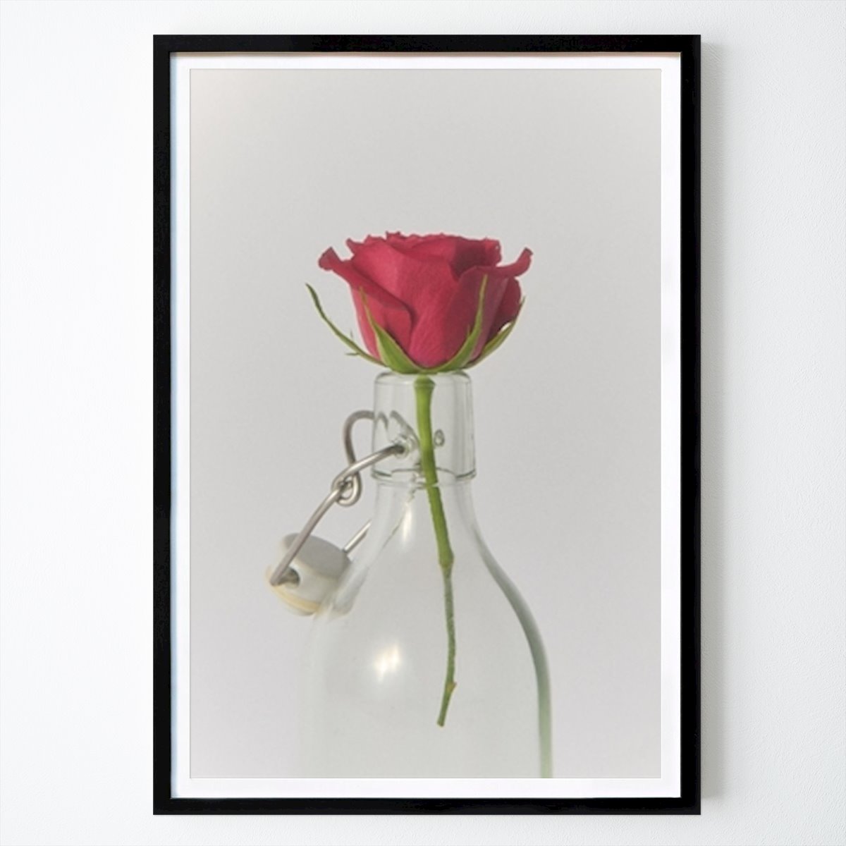 Blumen & Pflanzen Poster: Rote Rose in der Flasche von Tea Gistorp Larsson