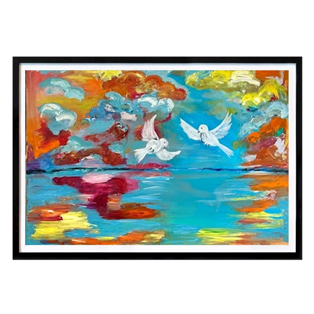 Tier Poster: Birds in the sky von Lene Minkstuen