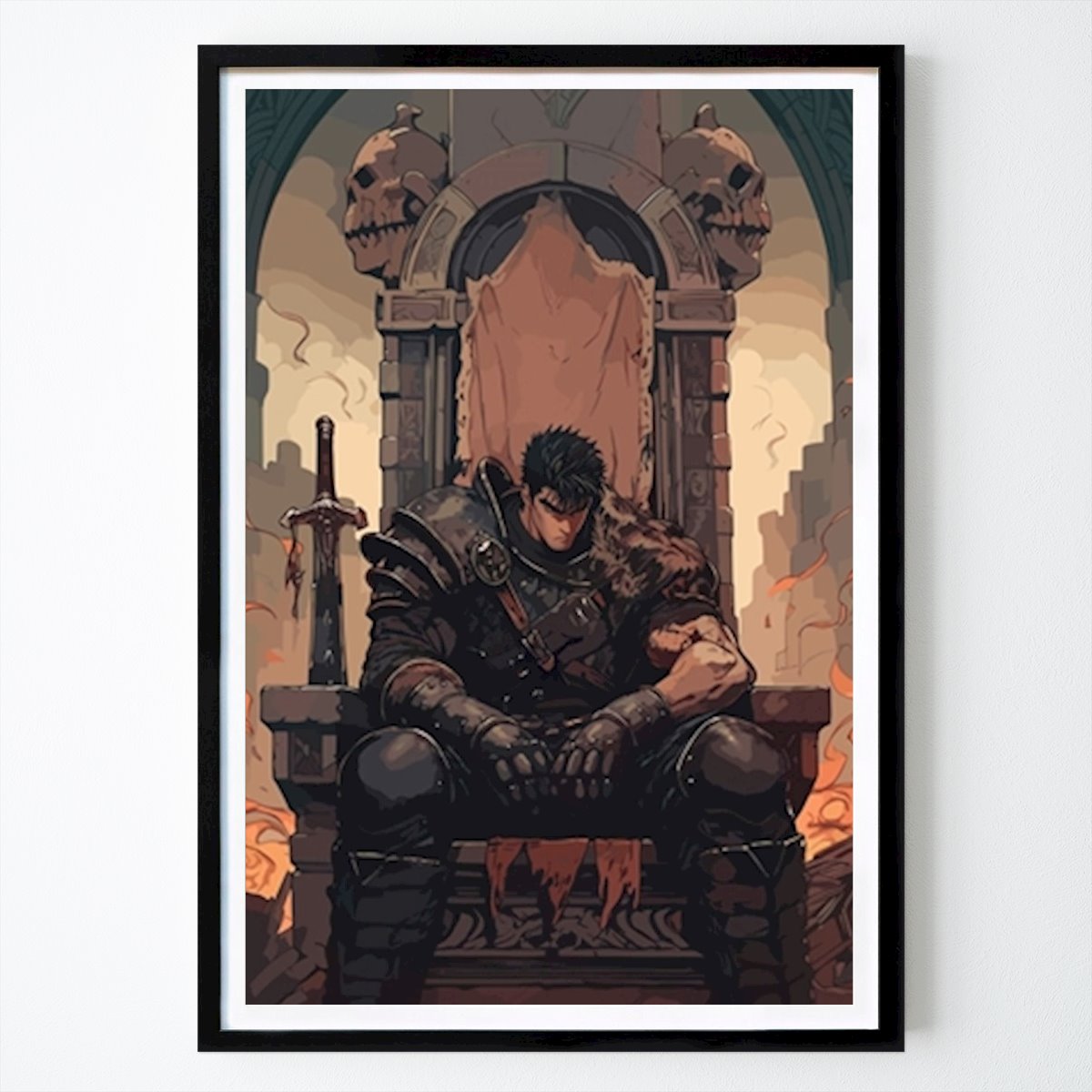 Fekete-fehér Poszter: Berserk Anime Black and white art által