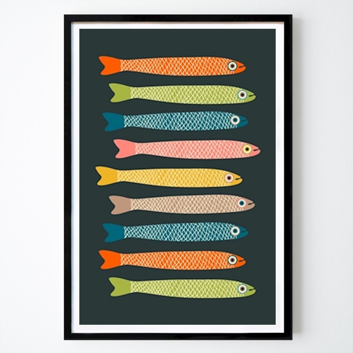 Póster: ANCHOVIES Vintage Fish Dark de Jackie Tahara