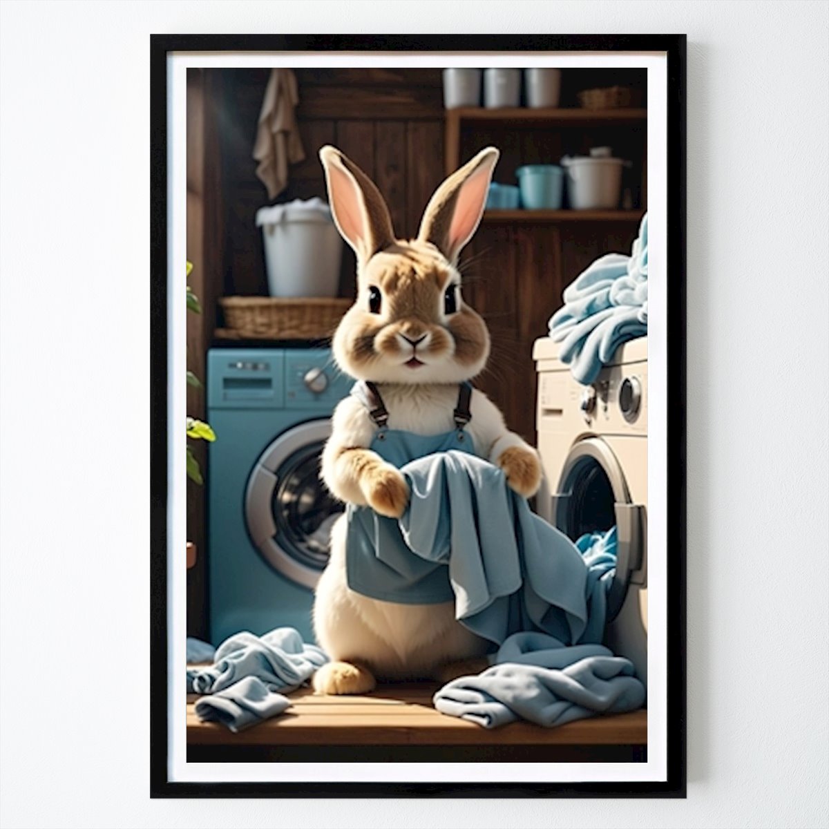 Kitchen Poster: Rabbit doing laundry by Marcus Taube