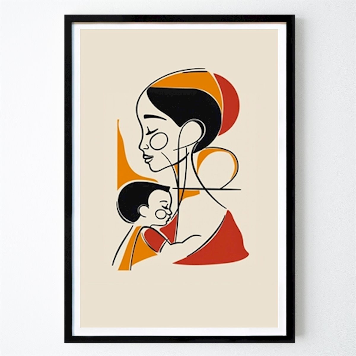 Line Art Poster: Mother and baby bauhaus style van Akira Design House