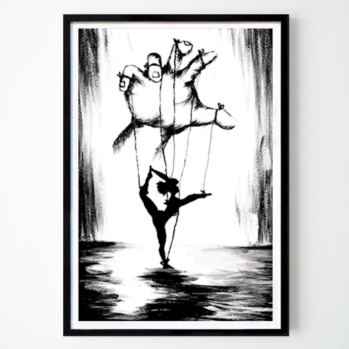 Bianco e nero Poster: Ballerina puppet black white di Krista Kitsz